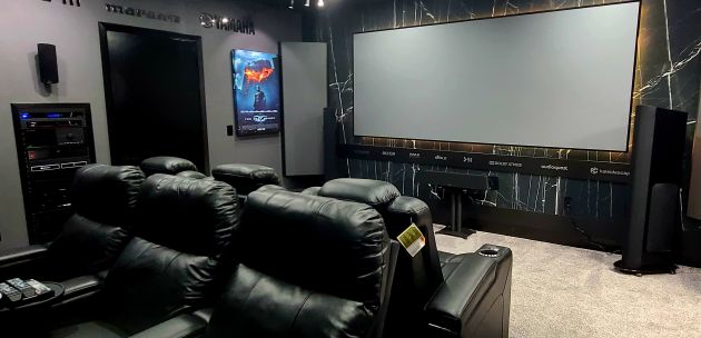 Home theater with large projection screen