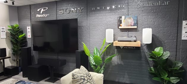 Home audio setup with Paradigm speakers