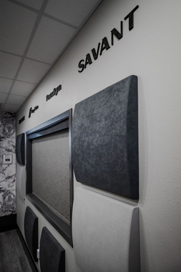 Savant showroom wall with acoustic panels