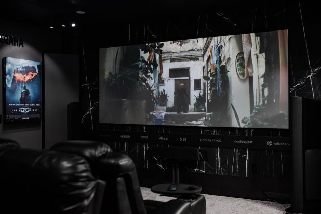 Luxury home theater with widescreen display