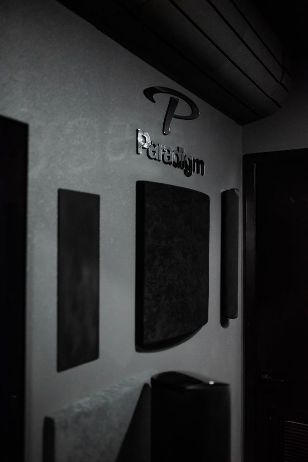 Paradigm speaker wall in home theater