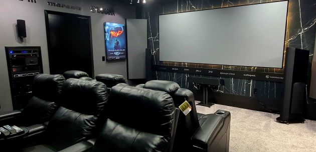 Home theater with large projection screen